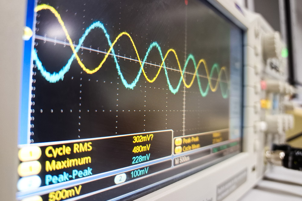 sine wave measured by oscilloscope